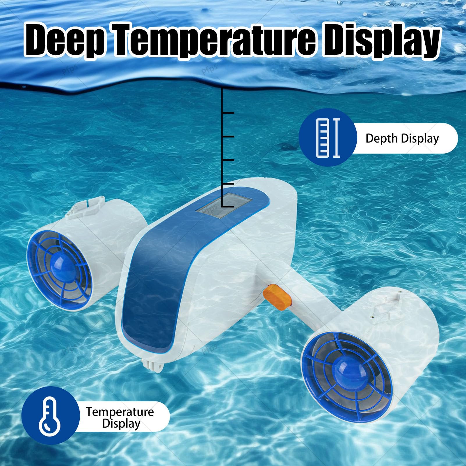 Scooter Submarino, con Pantalla De 2,8 Pulgadas, Soporte para Cámara De Acción, Resistente Al Agua hasta 20M, Autonomía De 60 Minutos para Aventuras De Buceo con Esnórquel