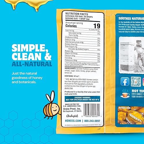 Miniatura 4 de Honees Gotas de jengibre de miel rellenas, gotas naturales para la tos, alivio del dolor de garganta de jengibre puro, nada artificial, pastillas