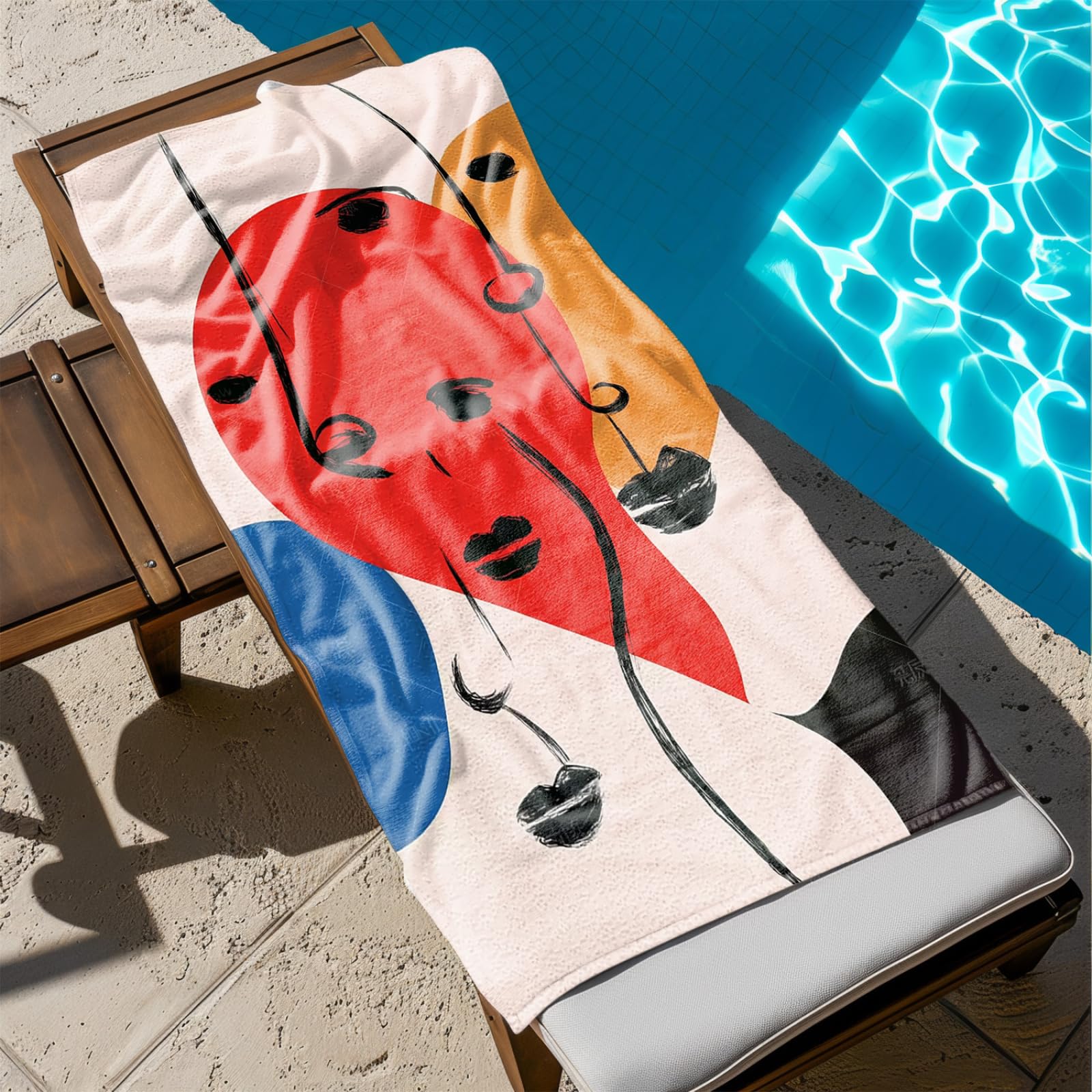 Telo Mare Microfibra 210x230 Rosso Blu Minimalista Telo Spiaggia Grande Antisabbia,XXL Asciugamano Mare, Asciugatura Rapida, Stuoia Spiaggia Leggero E Portatile