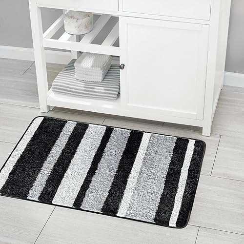 Miniatura 2 de mDesign Tapete de spa antideslizante de microfibra suave de poliéster, tapete de felpa absorbente de agua para tocador de baño, bañeraducha, lavable