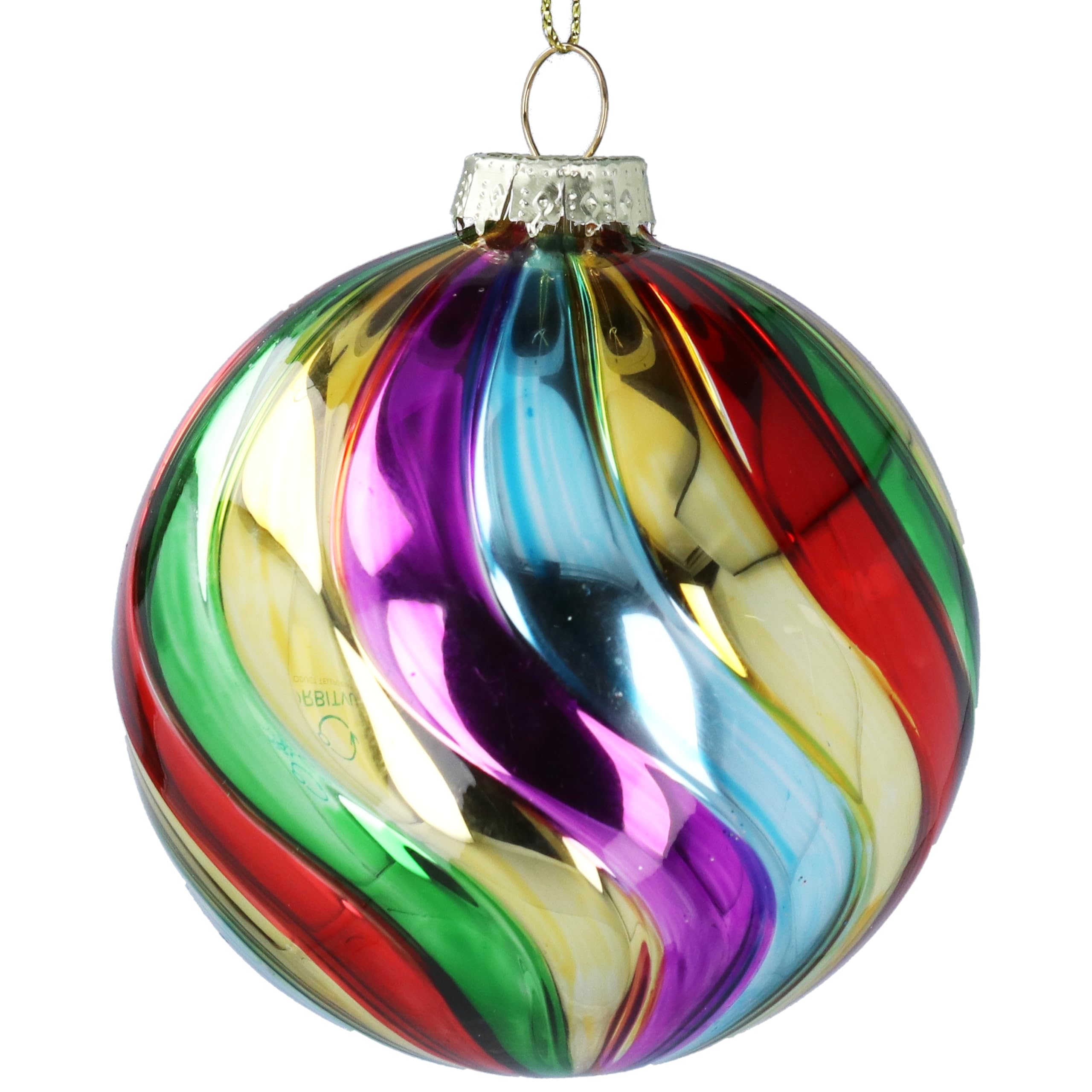 Gisela Graham Multicolor Rainbow Spiral Christmas Bauble