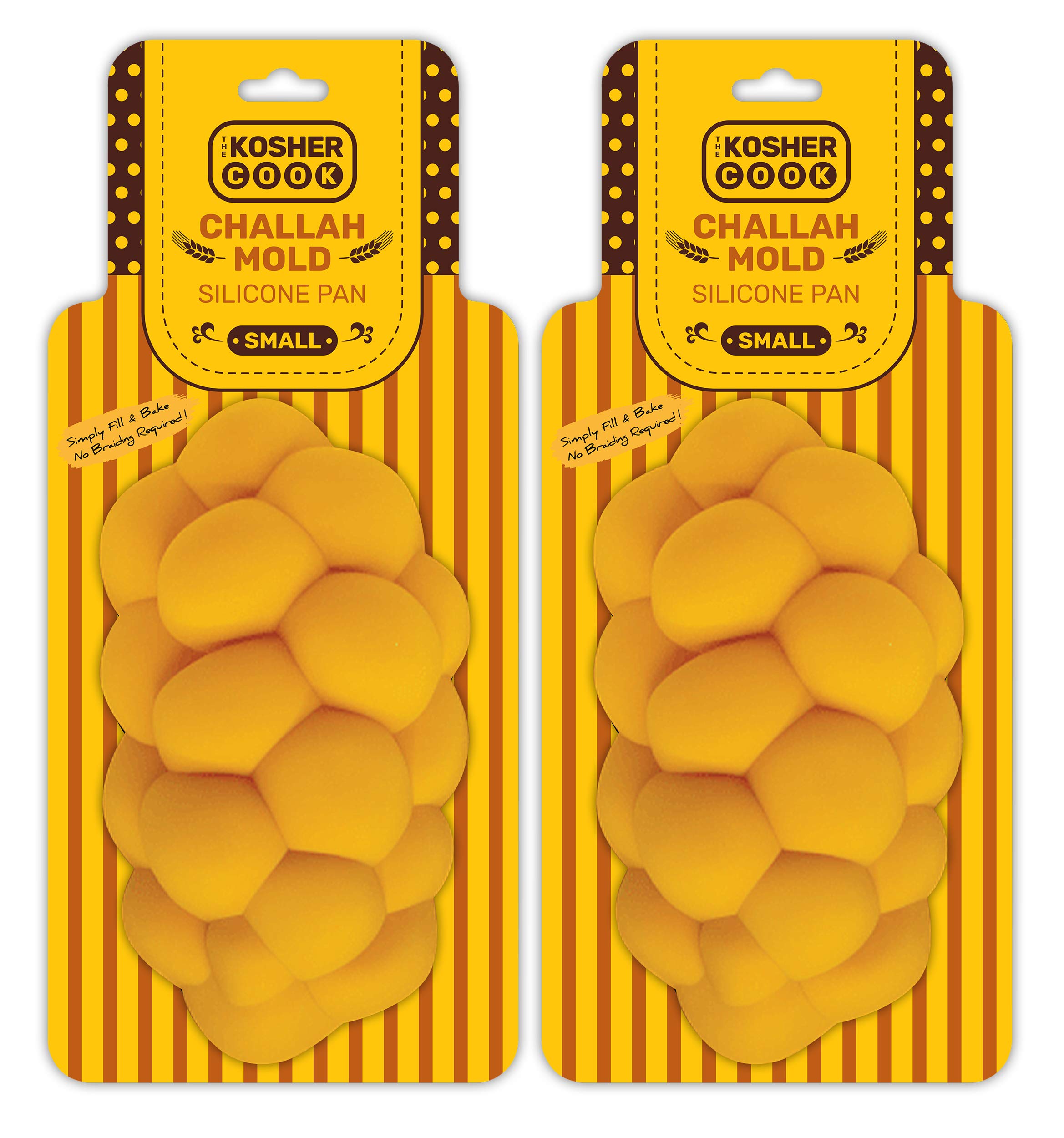 The Kosher Cook Molde trenzado de silicona para Challah, pequeño, ovalado trenzado, molde para hornear pan Challah, no requiere forma, paquete de 2