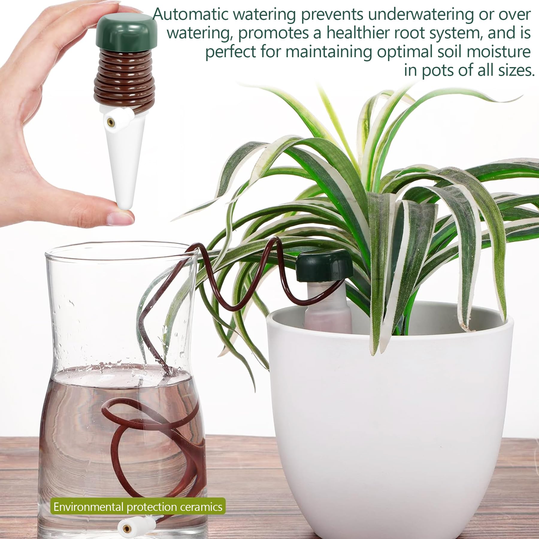 YeahBoom 6 Piezas Mecanismo para riego automático,Dispensador de Agua para Plantas de Interior,Goteo para Plantas Grandes,Cono de Arcilla con Manguera como Sistema de Goteo,Regar Plantas Vacaciones