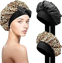 SOMLAW 2 Stück Seidenhaube Zum Schlafen Schlafhaube Haare Schützen, Satin Haarhaube mit elastischem Band, Weiche Nachtmütze für Lockiges Haar, Sleep Cap Satin Bonnet für Damen