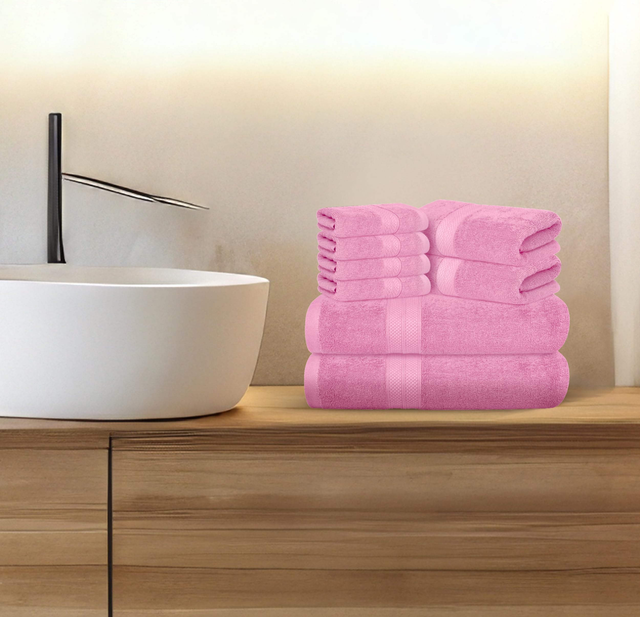 Avalon Towels Juego de toallas de lujo de 8 piezas, 2 toallas de baño, 2 toallas de mano y 4 paños para la cara, 100% algodón hilado en anillo de 600 g/m², altamente absorbentes, toallas de baño color