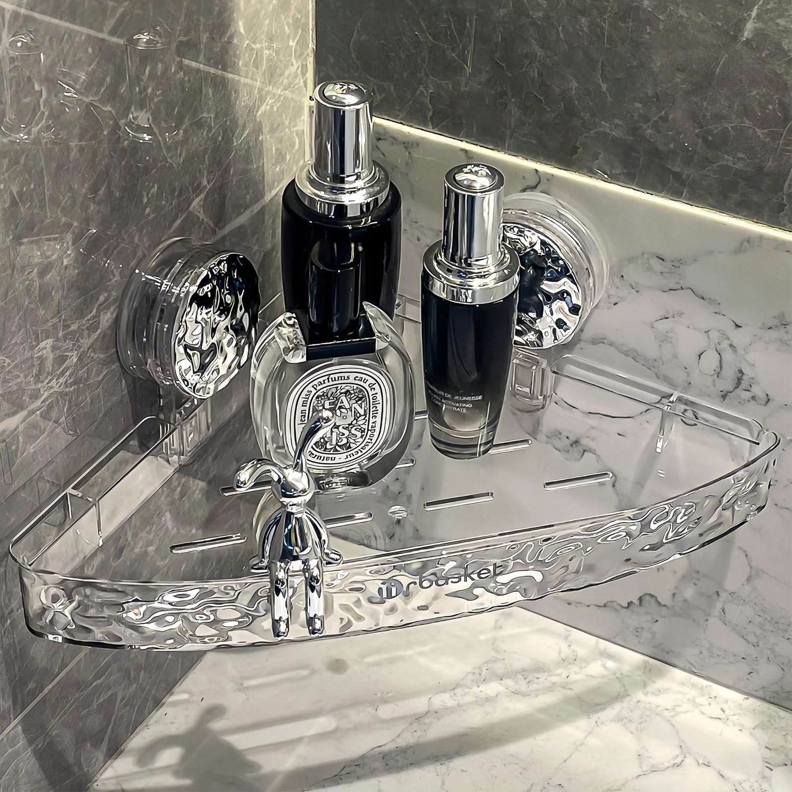Gegiron Shower Caddy Wall Mounted Suction Cup Storage Holder Shower Rack Large Organizer Bathroom Shelf No-drilling Shower Shelves