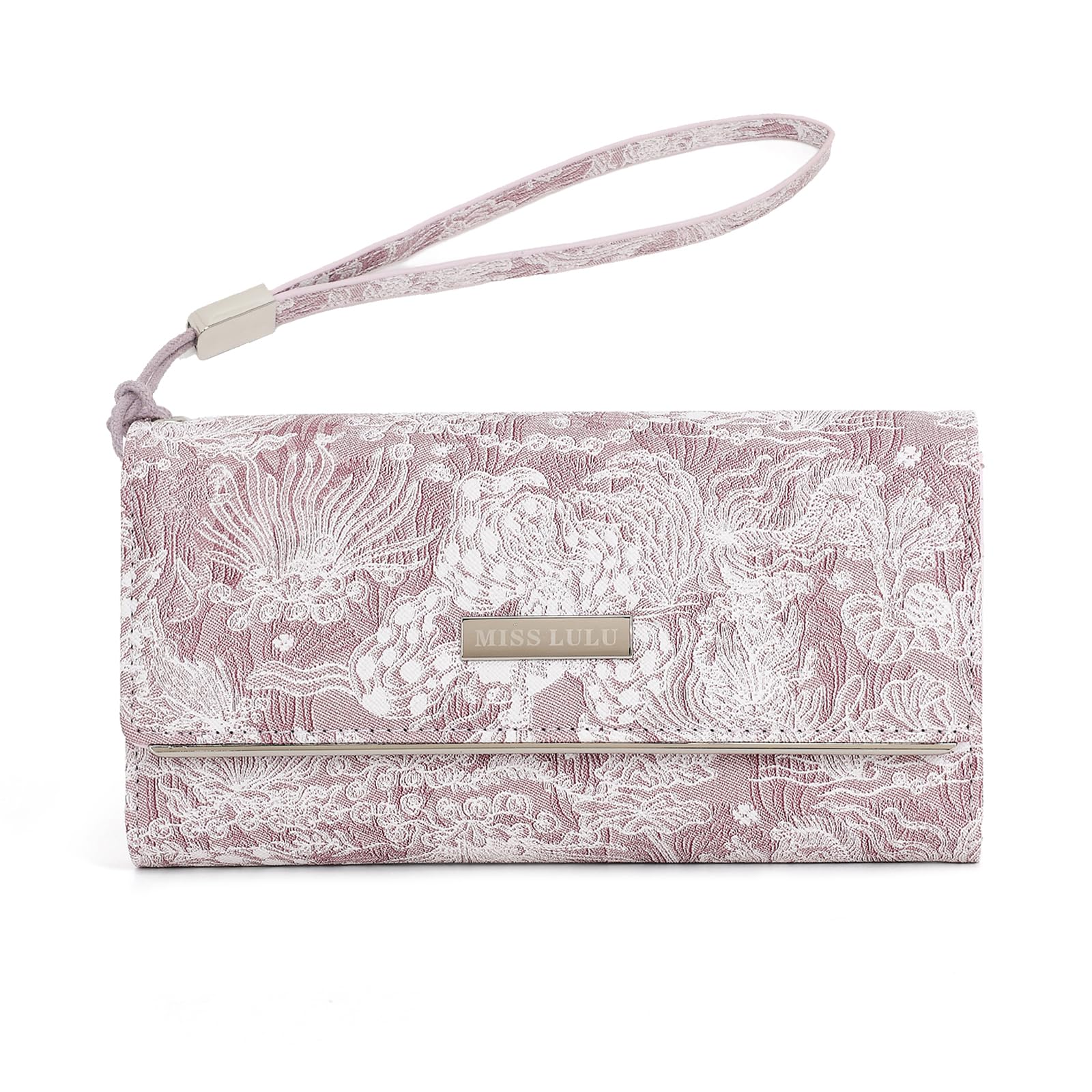 Miss Lulu Large Women's Wallet, Synthetic Leather Coin Purse with White Print Women's Purse
