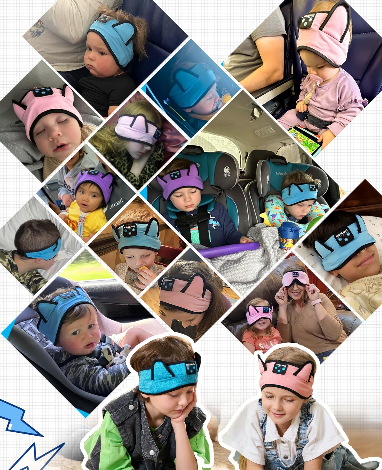 Diadema de auriculares para niños pequeños, bebés y niños, reproducción inalámbrica con Bluetooth, conector de 3,5 mm, ajuste cómodo, sin presión en las orejas, volumen seguro limitado, ajustable para