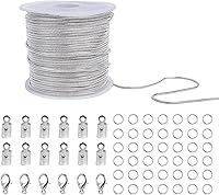 Vista 11 de CREATZONE Cadena de serpiente dorada de 33 pies de 0.047 in, cadena redonda de latón de serpiente con cierres de langosta, anillos de salto