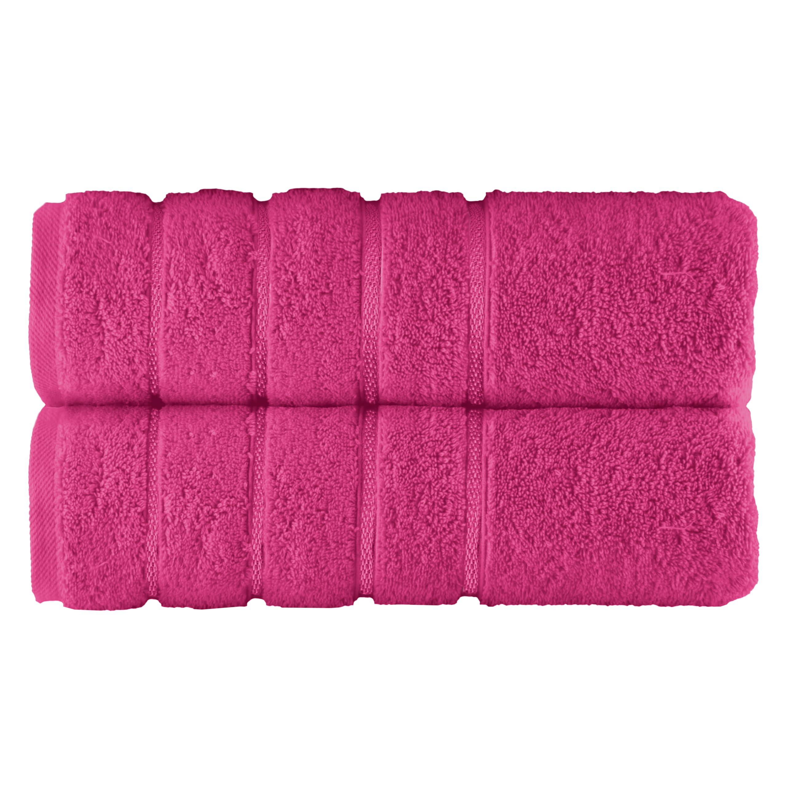 Elegant Comfort 100% Turkish Cotton 4 Lines Viscose Stripe Luxury 2 Pack Bath Towel Set 27 x 54 Inch - Super Soft and Highly Absorbent Premium Hotel Spa Quality Towels for Bathroom Use, Hot Pink