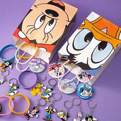 Miniatura 2 de Paquete de 10 suministros de fiesta de cumpleaños de Mickey, bolsas de regalo, 5 patrones diferentes en ambos lados, bolsas de dulces, bolsas de