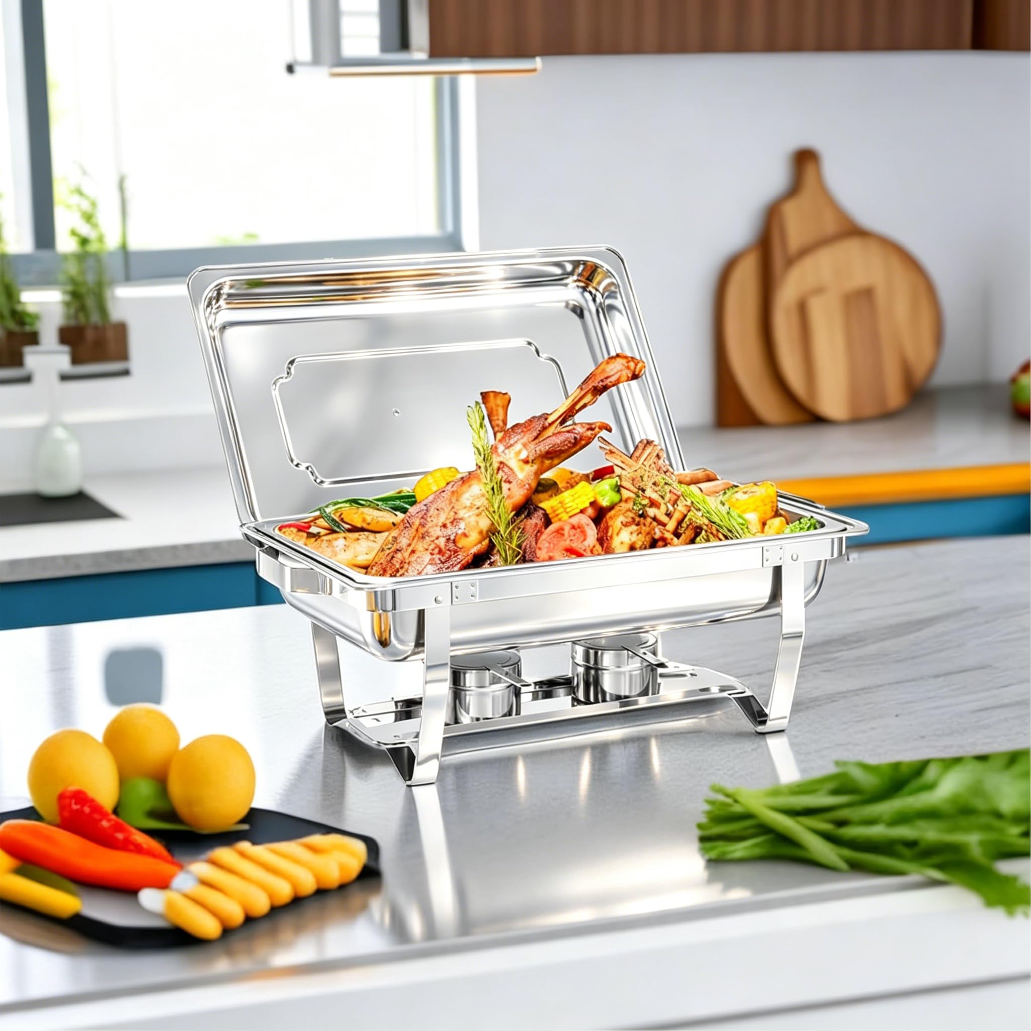Chafing Dishes for Buffet, 4 Pack 9 Quart Stainless Steel Chafer Set — Amazon image 7