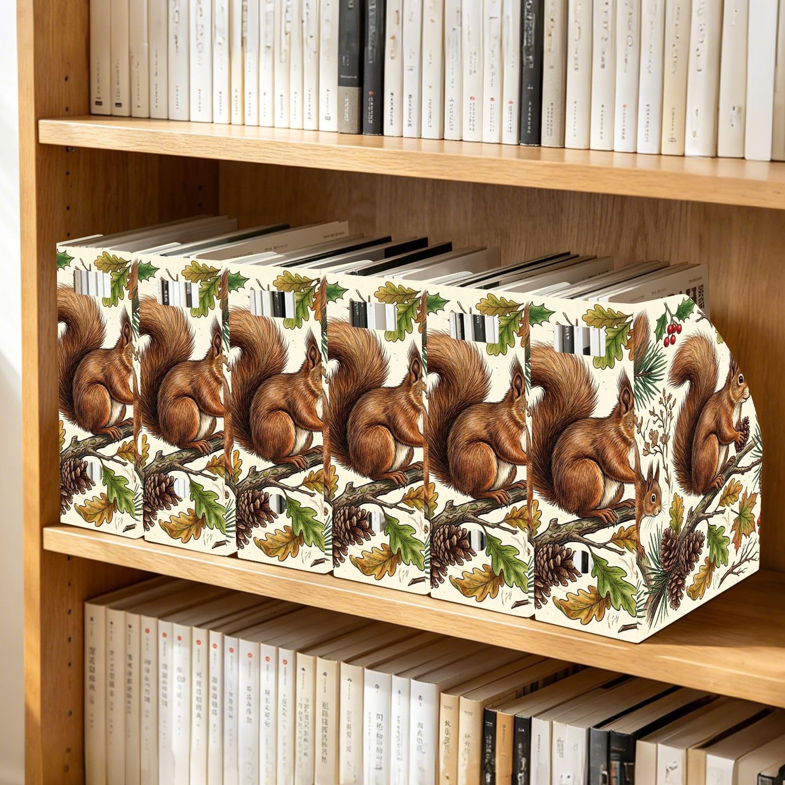 Elegante organizer per documenti ad acquerello scoiattolo marrone, libreria