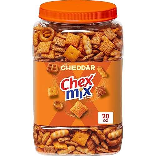 Chex Mix Cheddar Snack Mix, Salty Snacks Tub, 20 oz - Cheddar Cheese - 20 Ounce (Pack of 1)