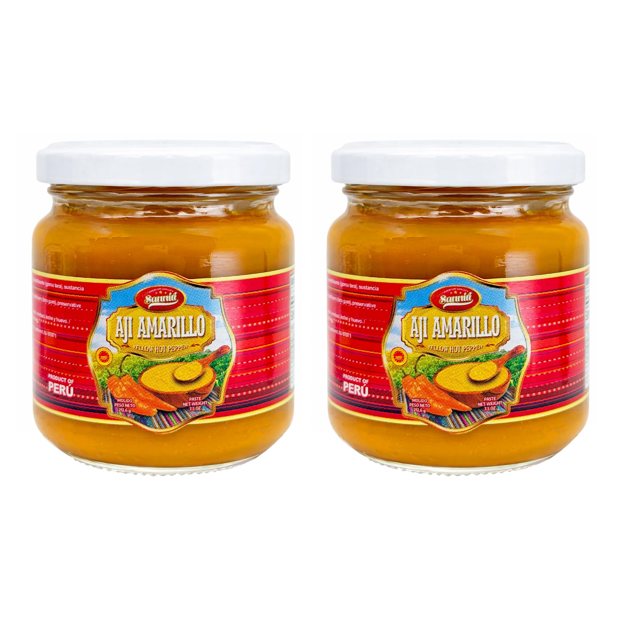 Sanniti Peruvian Hot Pepper Spread | DOP Molido Paste Imported From Peru (Pack of 2) (7.5 oz, Aji Amarillo)
