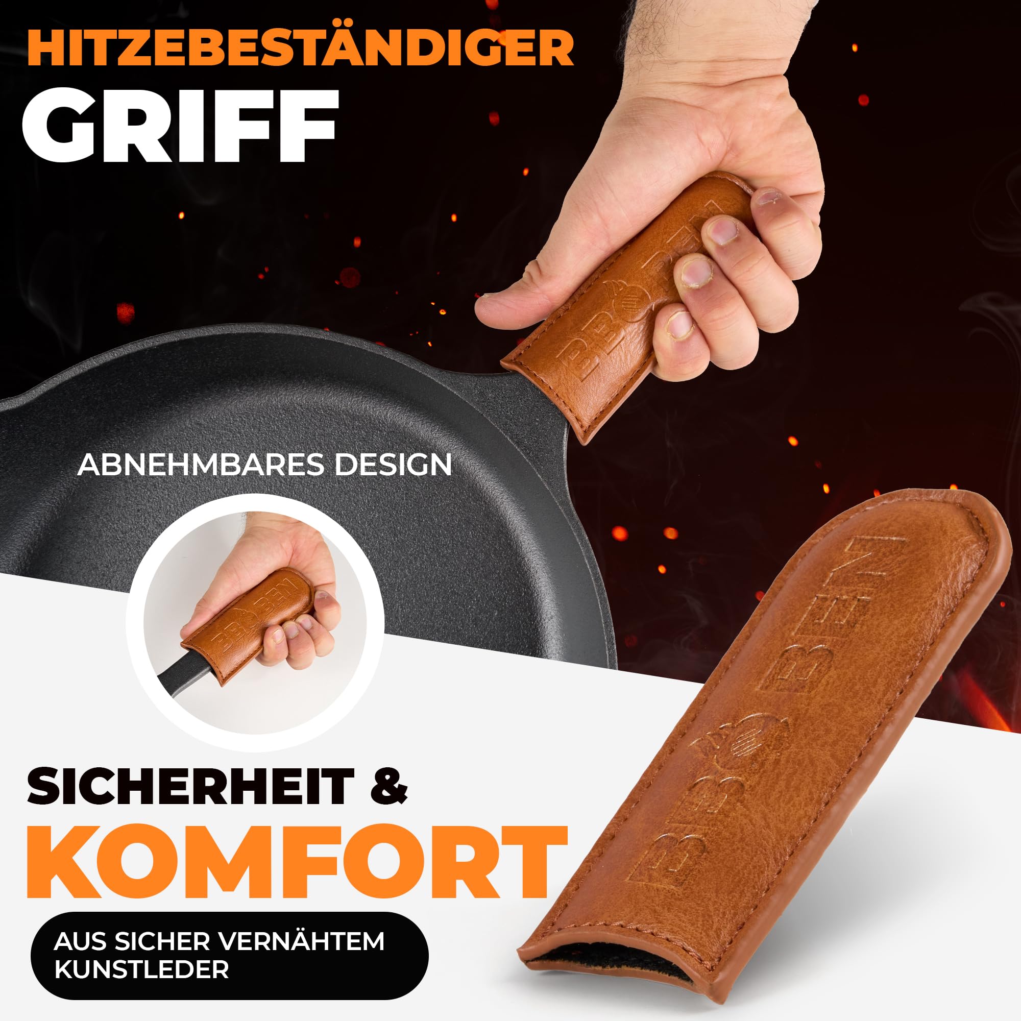 BBQ Ben Gusseisenpfanne Induktion [Feuerfest] Cast Iron Pan - leckere Röstaromen & knusprige Kruste, Grillpfanne Gusseisen, Eisenpfanne, Ofenfeste Pfanne, Antihaft-Bratpfanne, Gusspfanne Grill (30 cm)