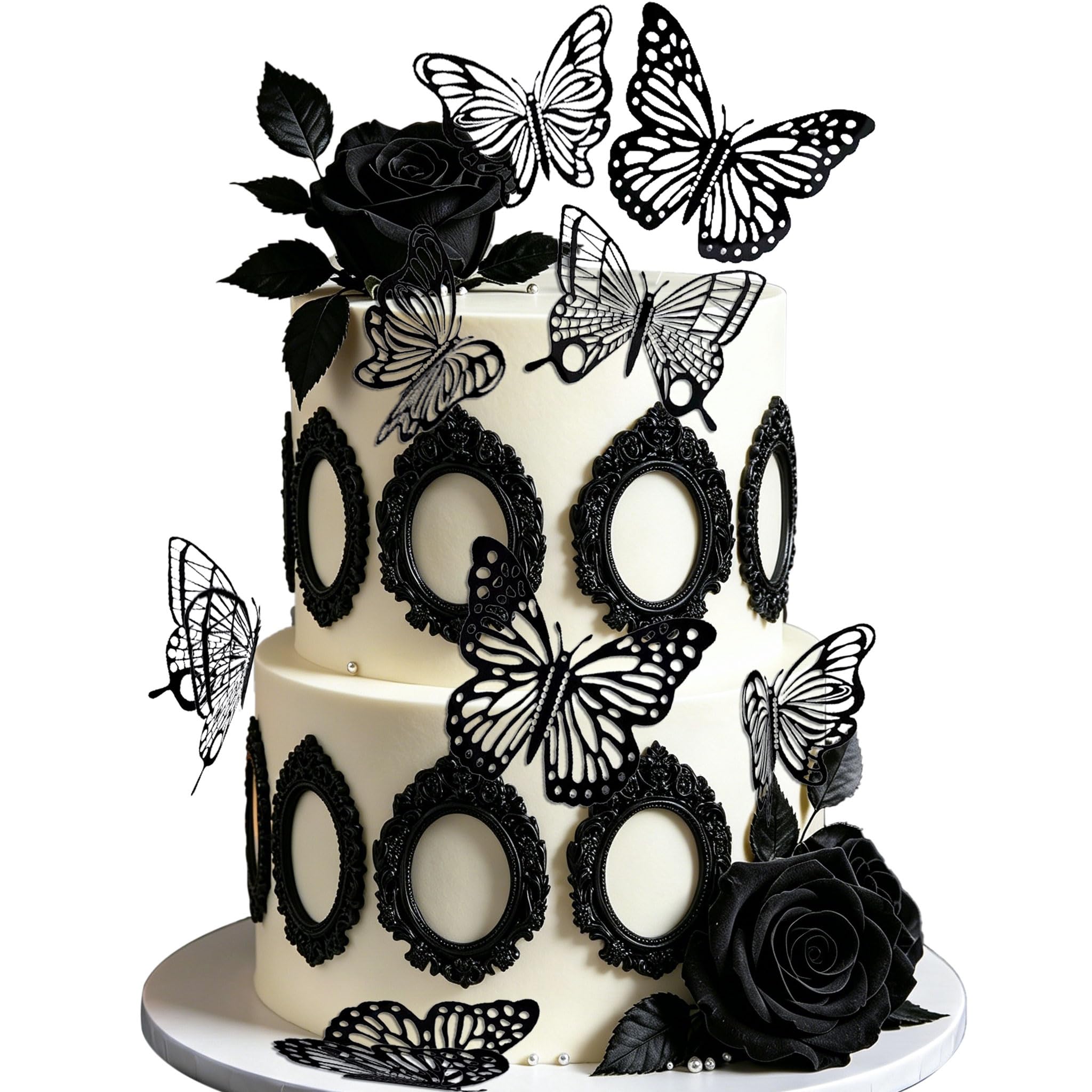 LaVenty Black Goth Cake Decorations Butterfly Goth Cake Topper