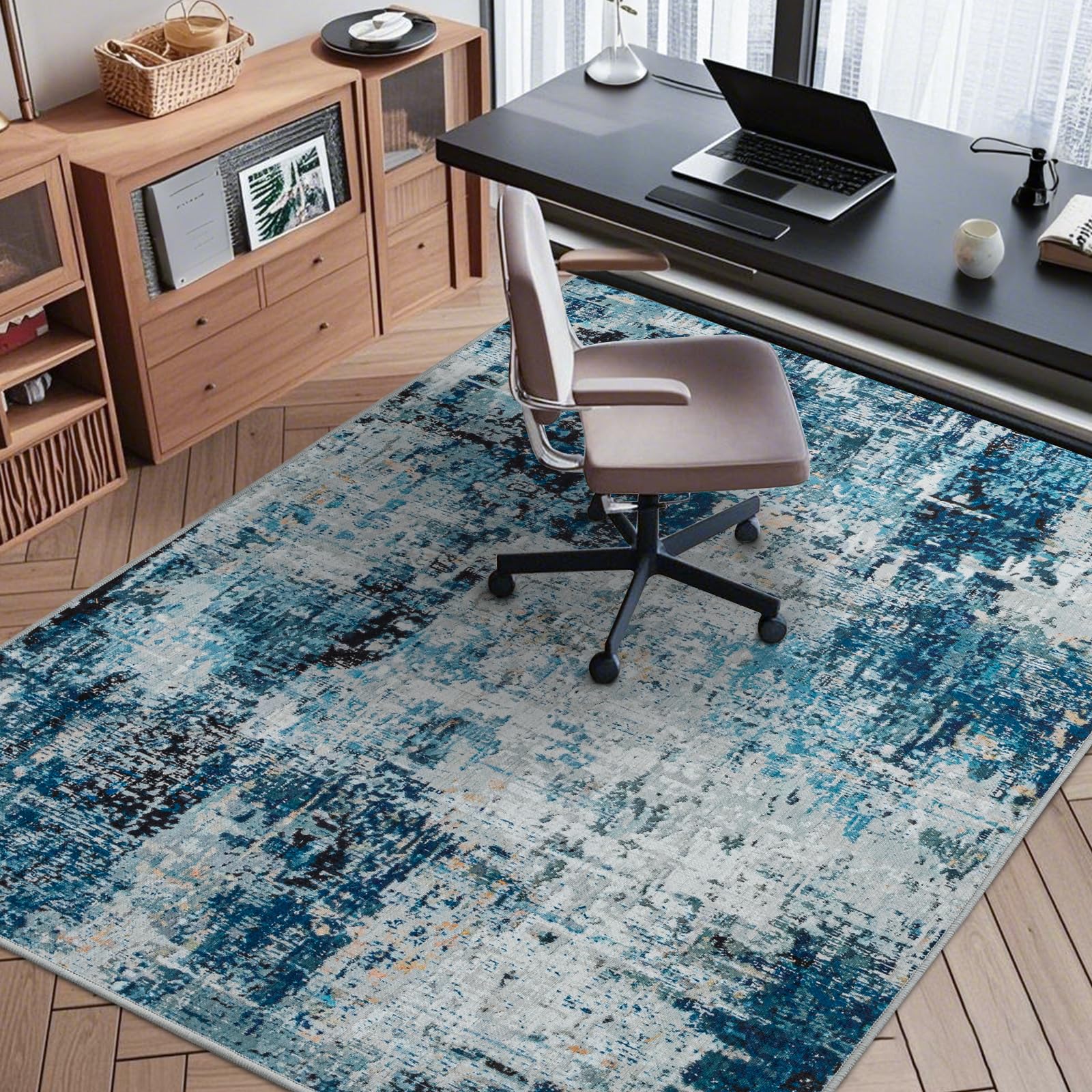 Office Chair Mat for Hardwood Floor, 60"x45" Easy Glide Computer Chair Mat Protector for Rolling Chair Under Desk Rug Nonslip Backing, Machine Wash