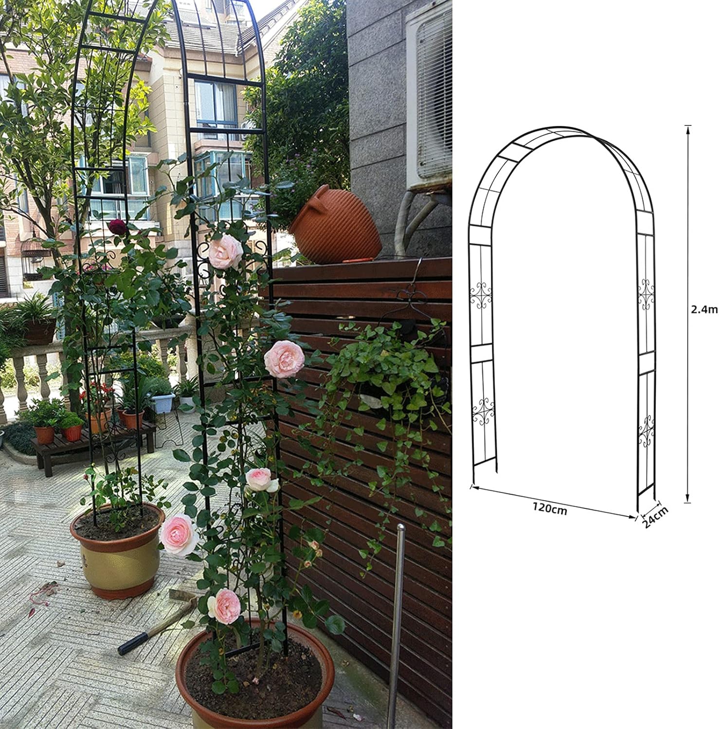Garden Arches Rose Arches,Arches for Climbing Plants,Wedding Arches,Pergola Trellis for Indoor/Outdoor,Weatherproof,Arbors,Support Trellis Archway,Lawn Garden/Festive Decoration,120X24X240 cm