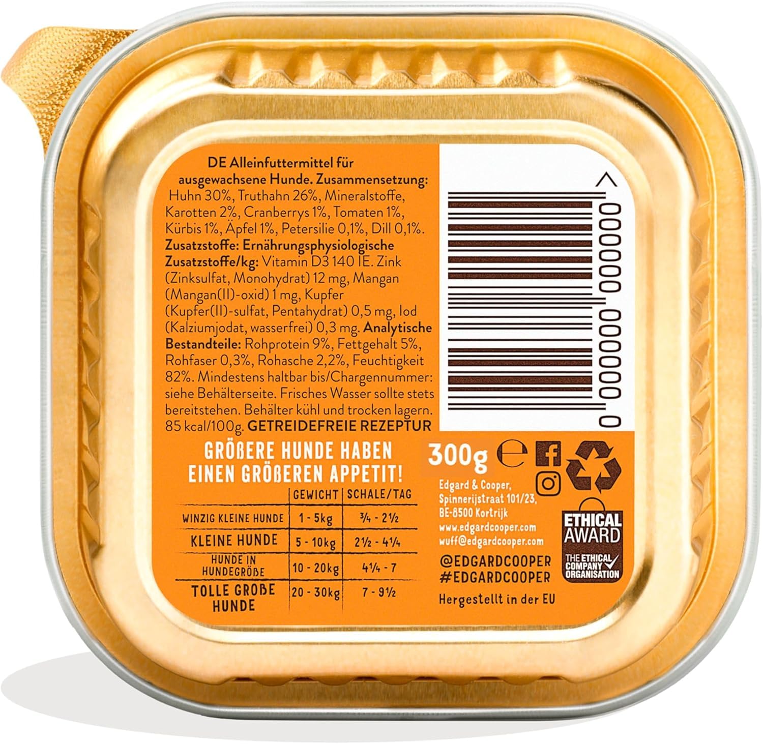 Edgard Cooper Cibo umido per cani, Adulti, Multipack (Pollo/Agnello/Selvaggina 6 x 100g), umido cani, carne fresca e ingredienti naturali, senza cereali, senza zuccheri aggiunti