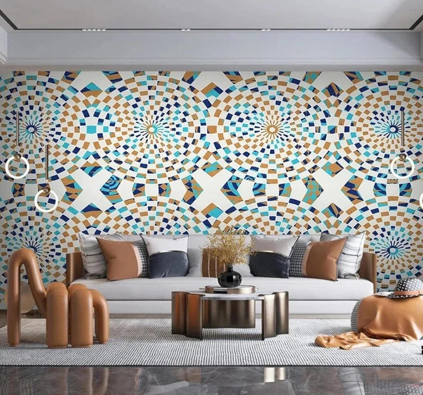 XLMING Abstract Colourful Geometric Circles Style 3D Wallpaper Luxury Home Dining Decor Paste Sofa Living Room The Wall for Bedroom Mural-250cm×170cm
