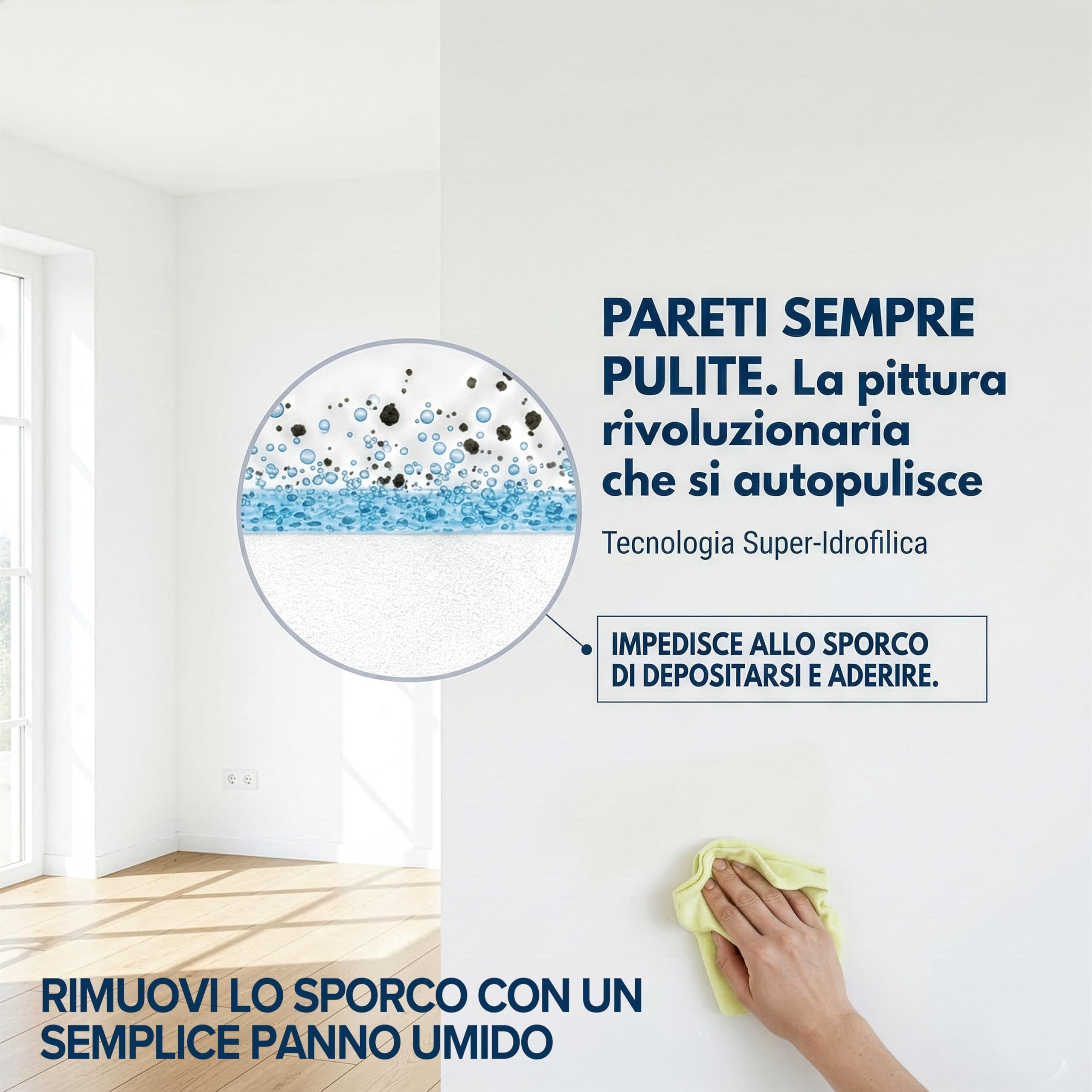 Pittura Antimuffa Fotocatalitica per Interni/Vernice Lavabile Atossica adatta a Bambini e Animali/Traspirante e Risanante per Pareti interne Muro Legno Metallo/No Tossica (Bianco, 5 Kg)