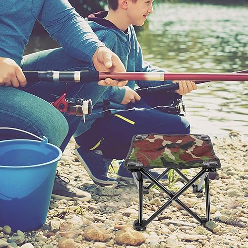 Miniatura 5 de Toyvian Portable Mini Folding Camp Stool Camouflage Pattern Small Portable Chair Outdoor Seat for Fishing Camping Hiking Gardening Beach Travel