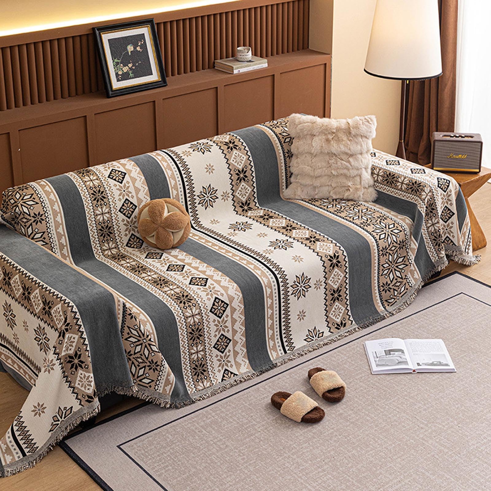 Housse de canapé jacquard haut grammage en chenille haut de gamme