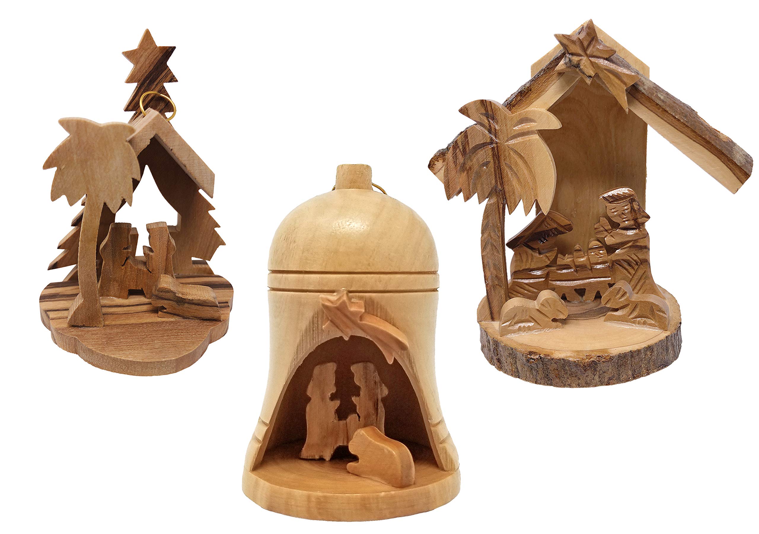 Buy Olive Wood Christmas Ornament Sets, 3 Holy Land Nativity Ornaments