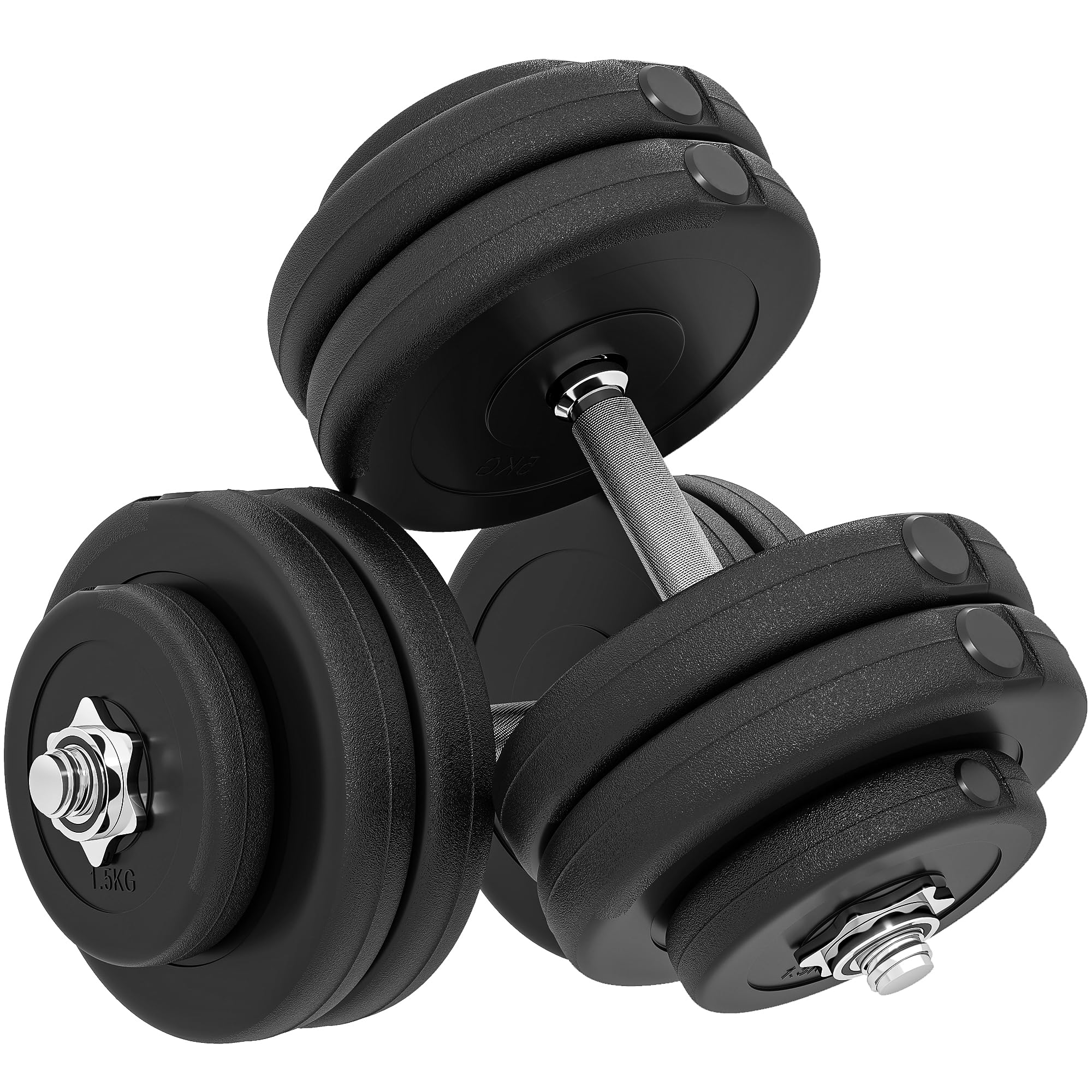 HOMCOM Set di Manubri Palestra Regolabili 2x25kg, Coppia Manubri Regolabili Salvaspazio con Impugnatura Antiscivolo, Allenamento Fitness Casa, Nero
