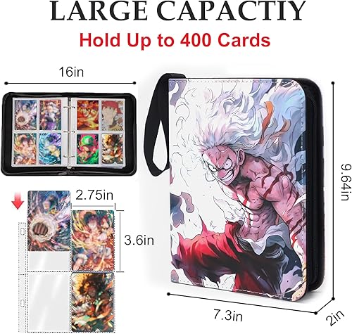 Miniatura 3 de Carpeta de tarjetas coleccionables de 400 bolsillos para tarjetas de una pieza, bolsa portátil impermeable para almacenamiento de tarjetas con