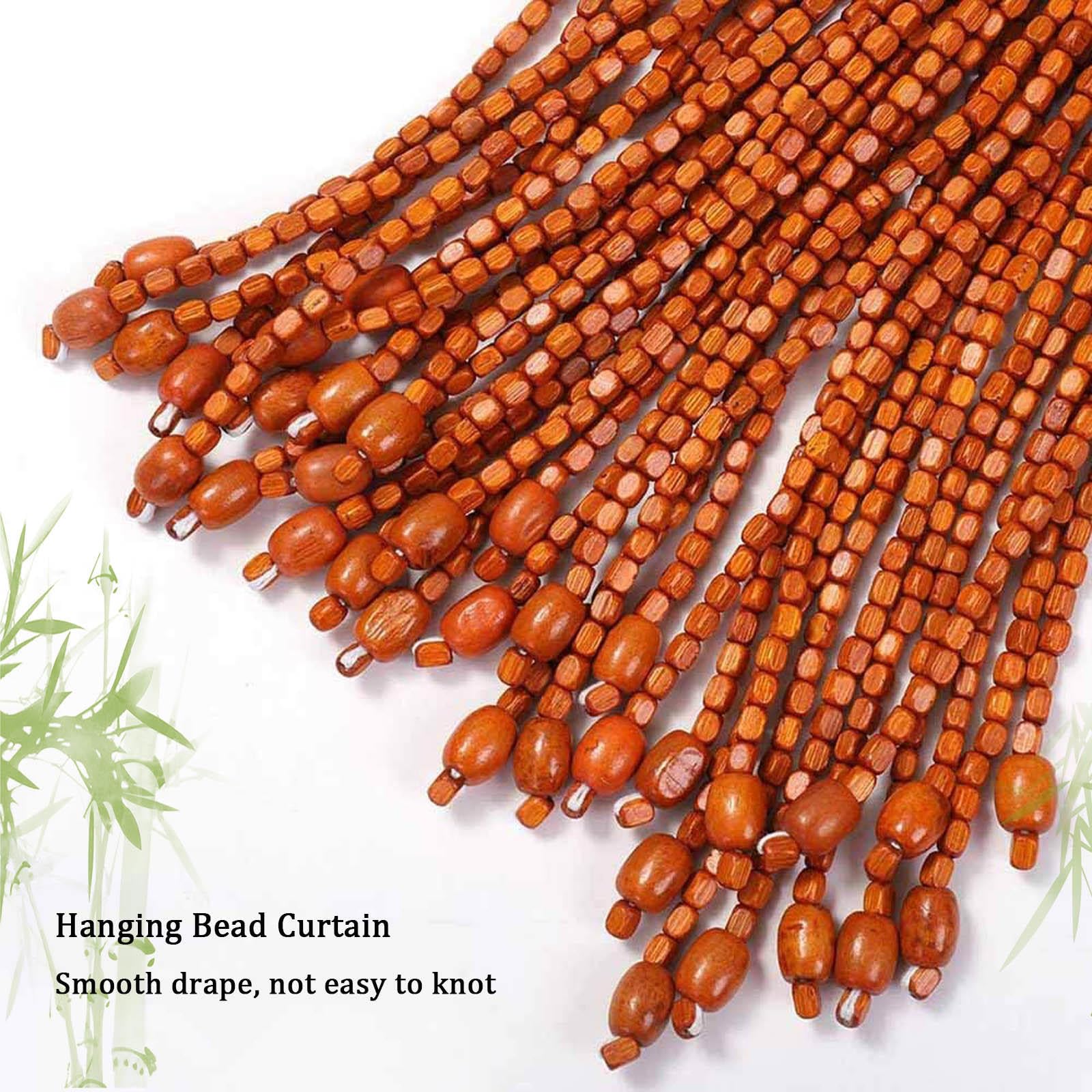 Cuentas de madera de bambú natural para colgar en la pared, 130 x 190 cm, 130 hebras