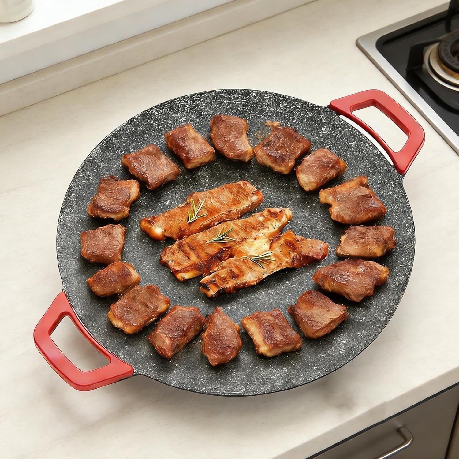 Electric Griddle Indoor | Electric Cooking Frying Pan | Non-Stick Grilling Plate,for Home Camping Kitchen Restaurant Indoor Barbecue Grilling Outdoor Picnics