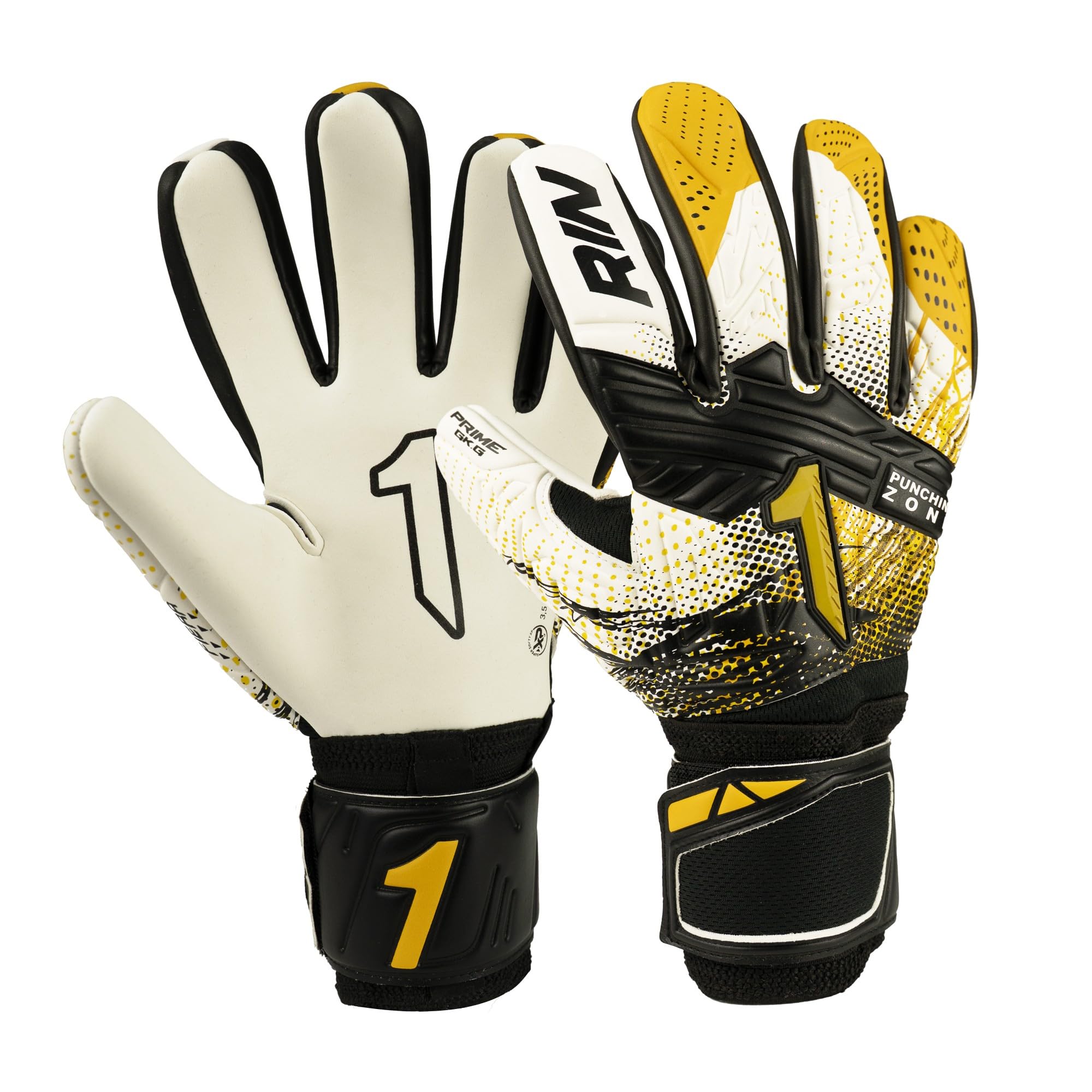 Rinat Fiera Prime Gold Adult Goalkeeper Gloves, Gold, Size 8