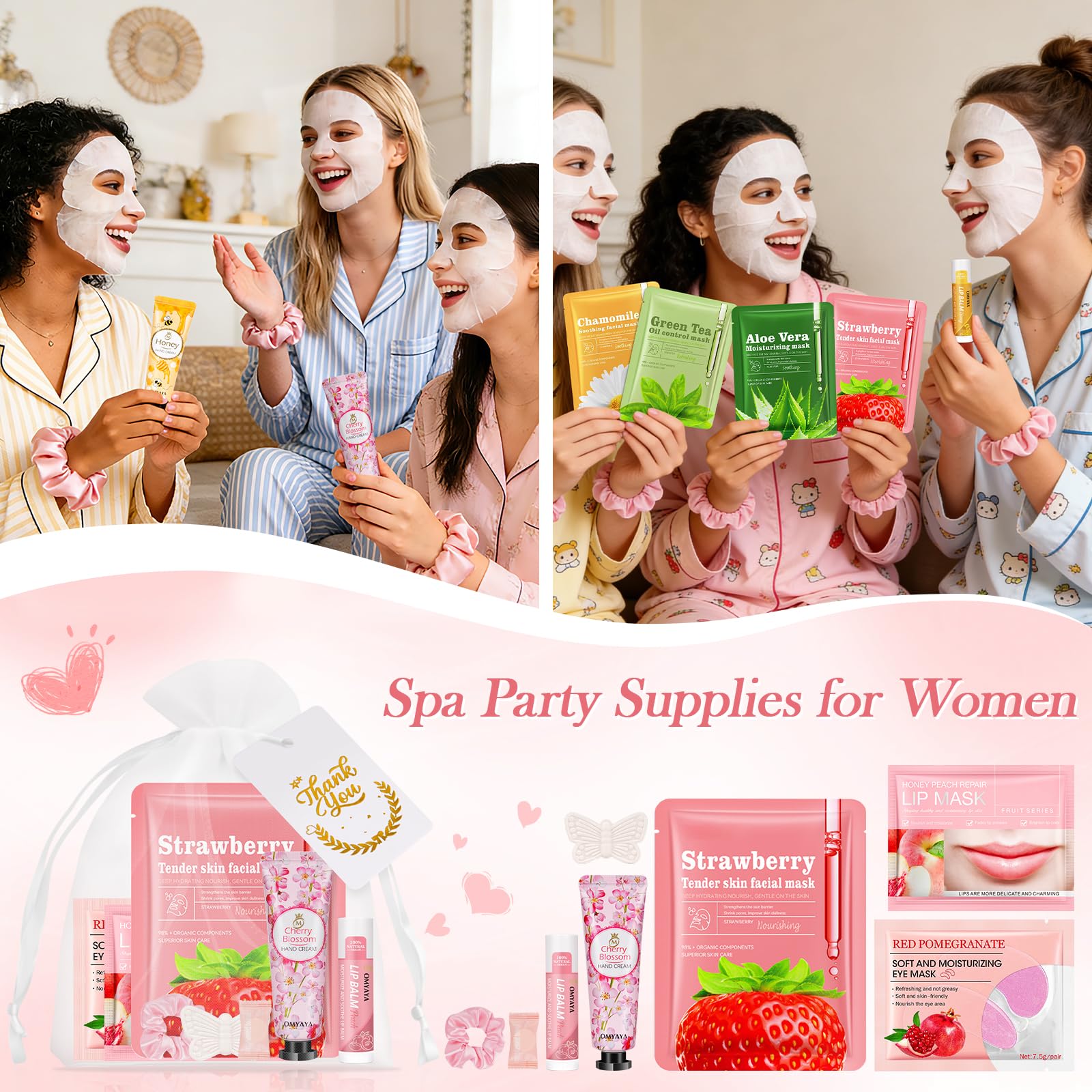 100Stück Geschenkset für Frauen Hautpflege, Beauty Skincare Set für Mädchen | Spa Party Geschenke Mit Gesichtsmasken, Handcremes, Lippenbalsam, Augenpads, Lippenmaske, Spa-Übernachtungsparty-Zubehör