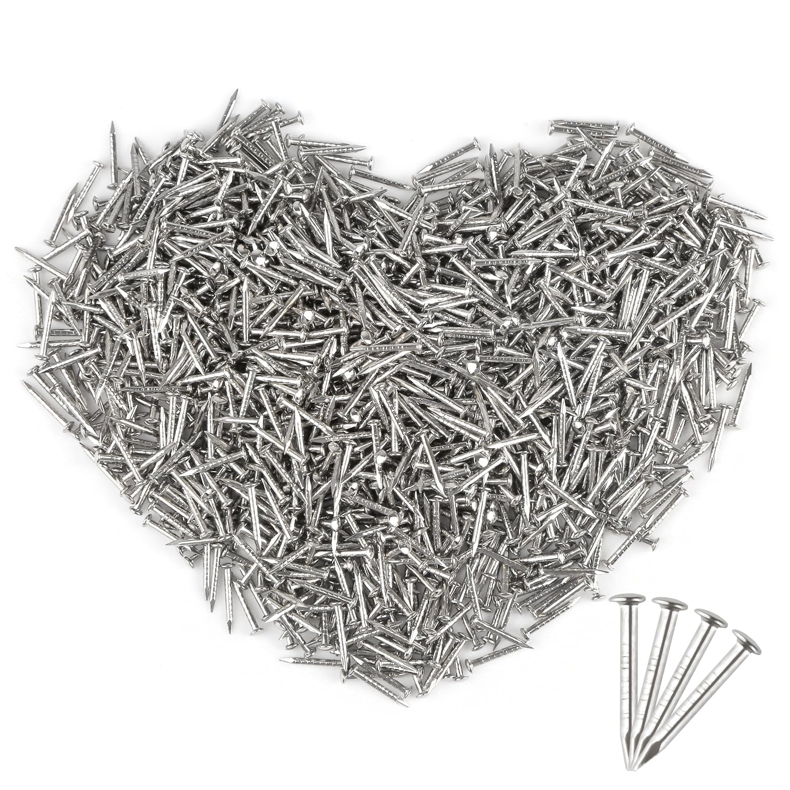 Golden Nails Round Head, Pack of 1500 Small Golden Nails, 1 x 10 mm Brass Coated Nails, Round Head