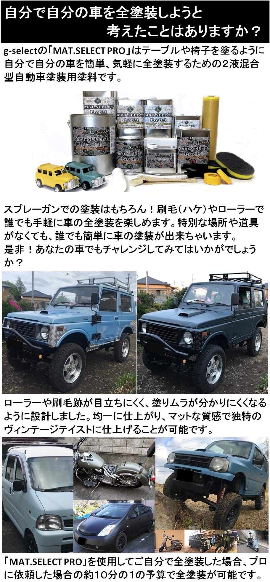 Amazon.co.jp: g-select 自動車塗装用2液ウレタン艶消塗料「MAT.SELECT 