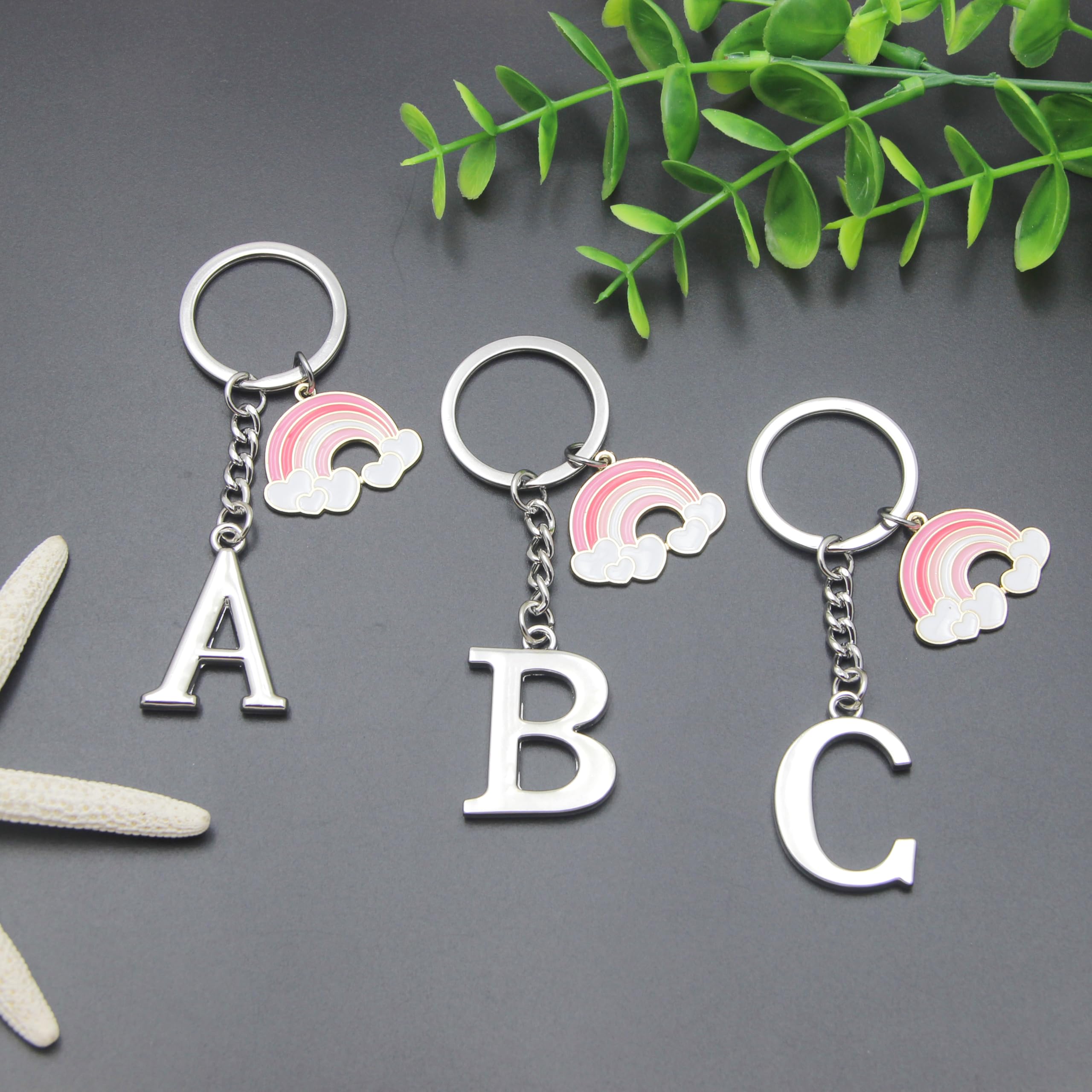 ZYMGUO Portachiavi Lettera Iniziale Ciondolo,Portachiavi Regalo Amici Sorelle Amica,argento A-Z 26 lettera iniziale ciondolo portachiavi - Regalo Donna Uomo Compleanno,Portafortuna Portachiavi