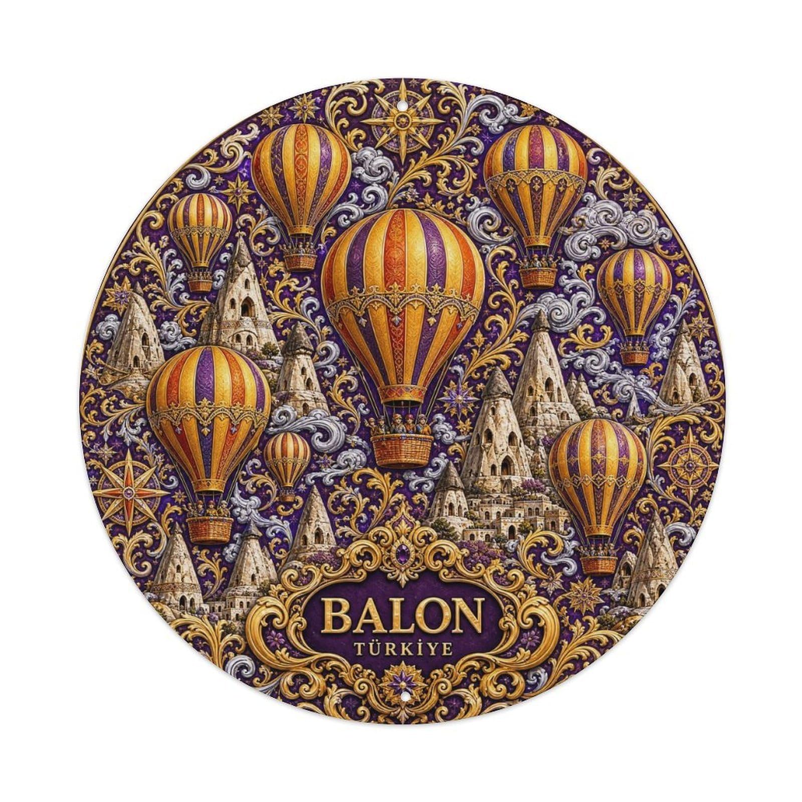 Jewel Purple Turkish Balloon Arabesque Pattern Metal Tin Sign