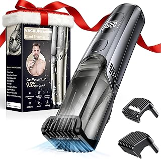 Vacuum Beard Trimmer for Men, New Version Adjustable Precision Trimming Length with 2 Comb, Electric Cordless Vacuum Trimmer for Beard, Waterproof and Rinses Easy, Blades for Skin fit