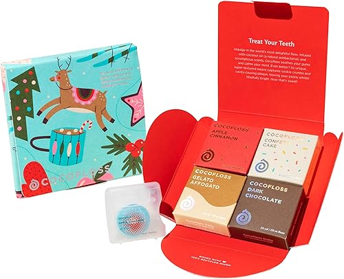 Cocofloss Hilo dental tejido, cuidado bucal diseñado por dentistas, aroma de coco, encerado, expandible, apto para niños con aceite de coco, 4