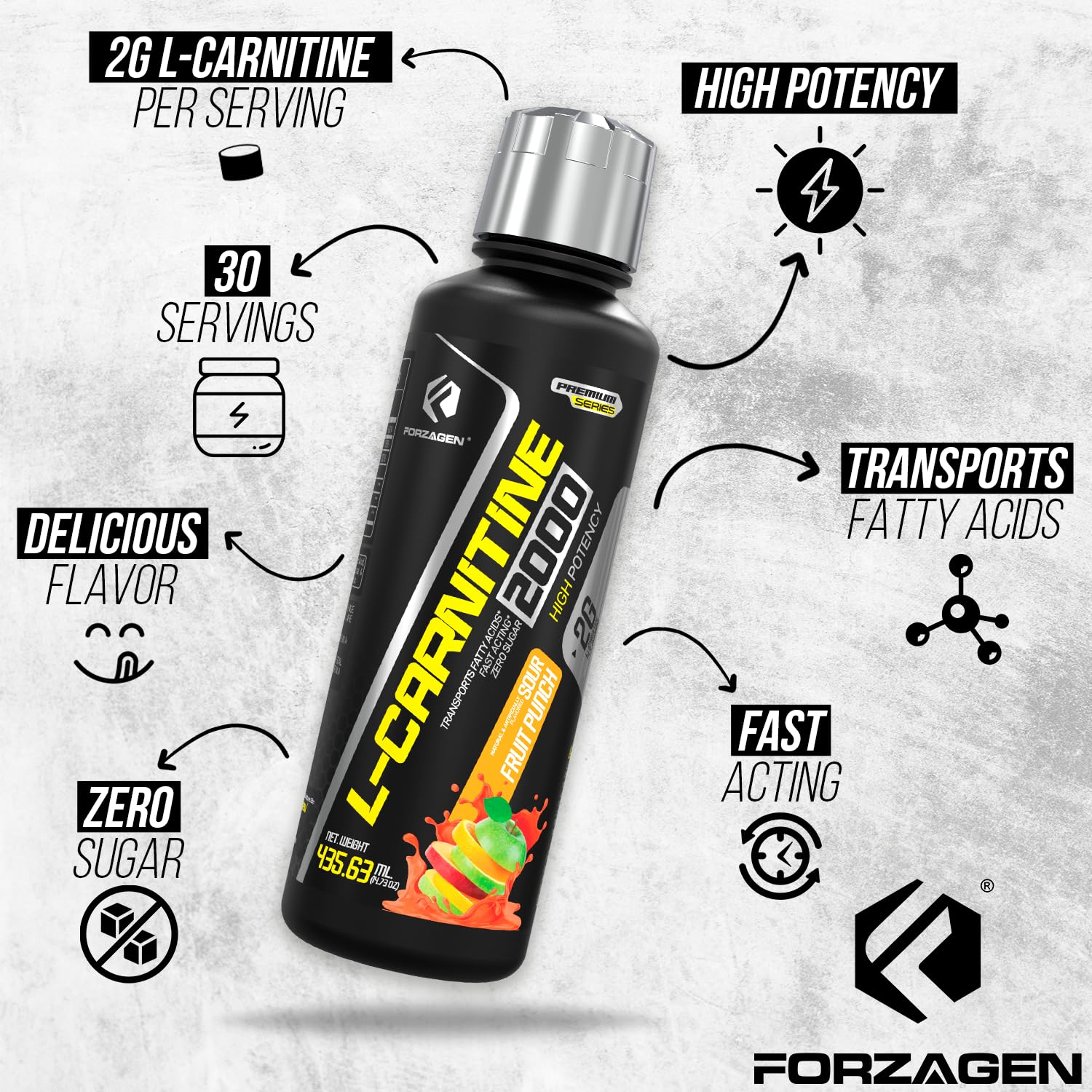Amazon.com: Forzagen L- Carnitina 2000 - L carnitina lquida con vitamina  B6 | Acetil L-carnitina | L-tartrato | 30 porciones (ponche de fruta agria)  : Salud y Hogar