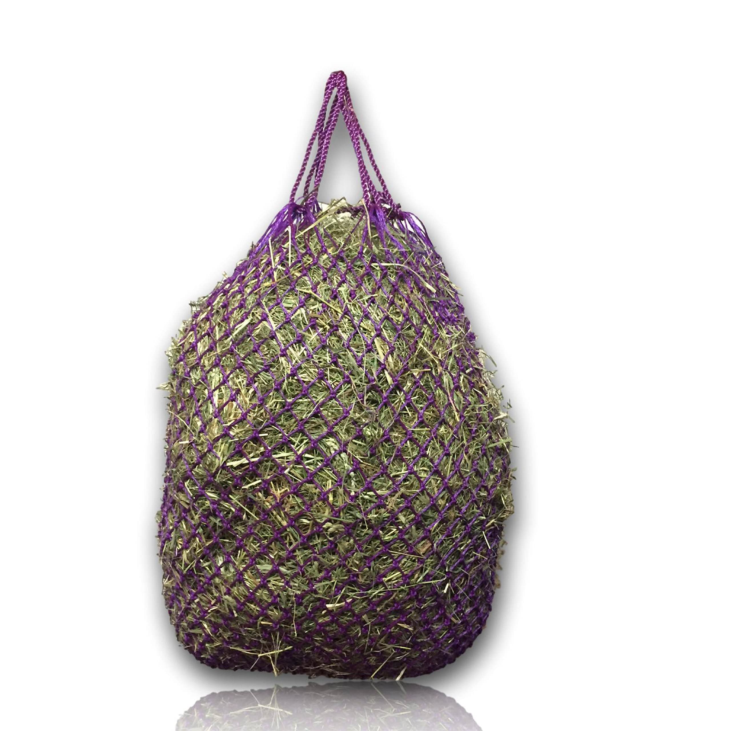 Pferdelinis 4x Purple Horse Hay Net, 3x3 Mesh, 4.5kg Capacity, Slow Feeder, Weather Resistant, Stable, Pasture, Trailer