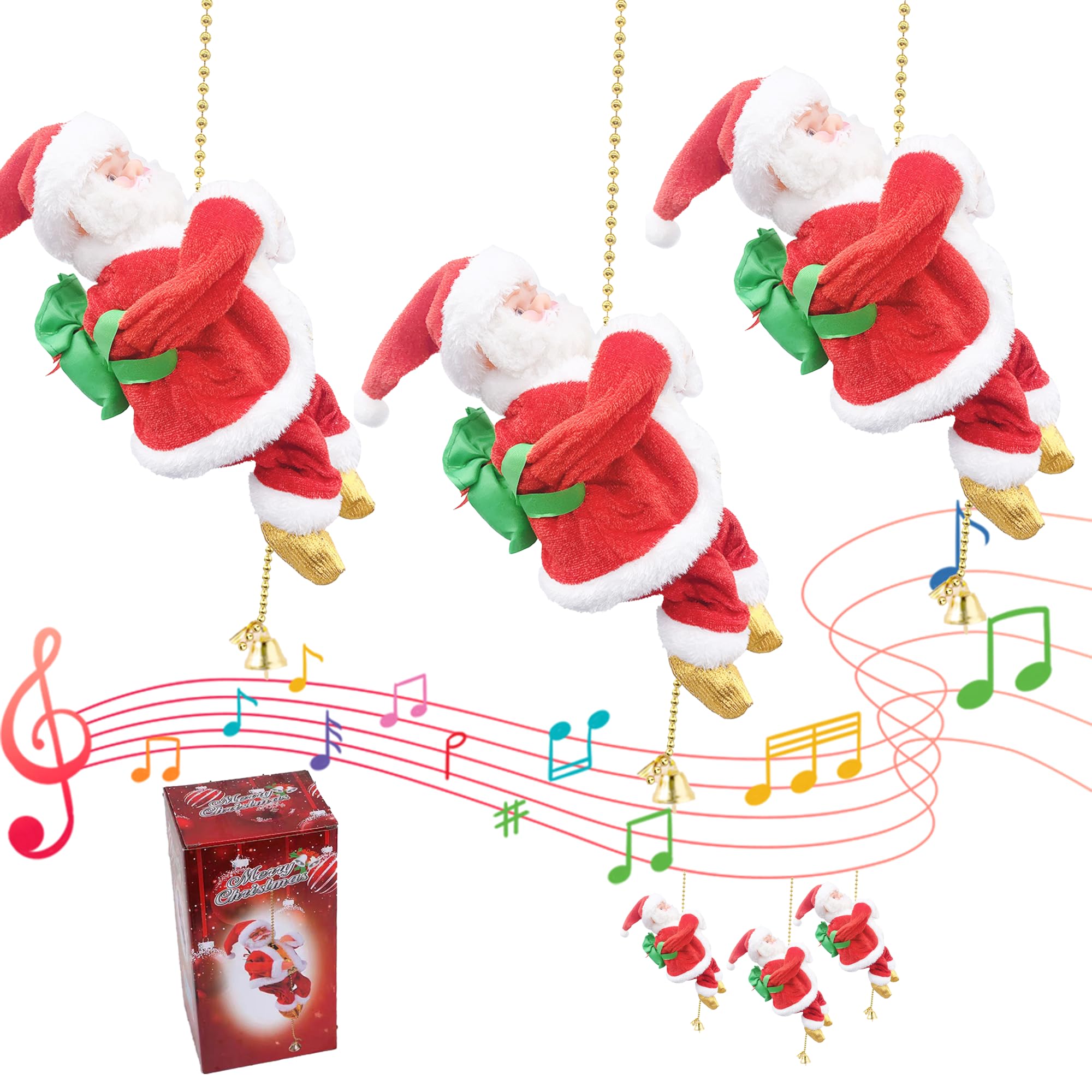 Ljscqf Christmas Santa Claus Musical Climbing Rope, 2026 New Electric Climbing Santa On Rope, Hanging Climbing Santa On Rope With Funny Musical, Novel Electric Climbing Santa For Tree Fireplace (3)