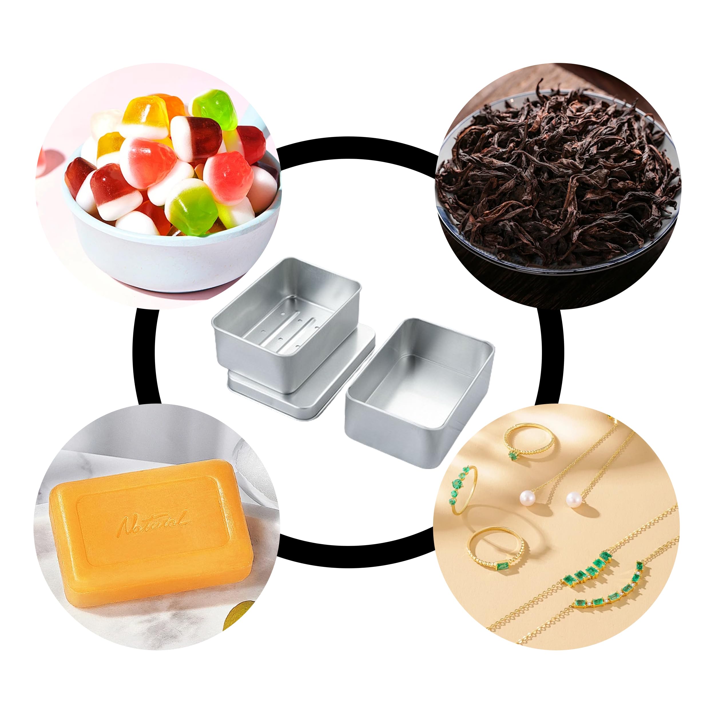 Soap Tin, 3 Pcs Soap Tins Made of Aluminum 9.6×6.8×3cm, Aluminum Soap Dish Holder - Image 4