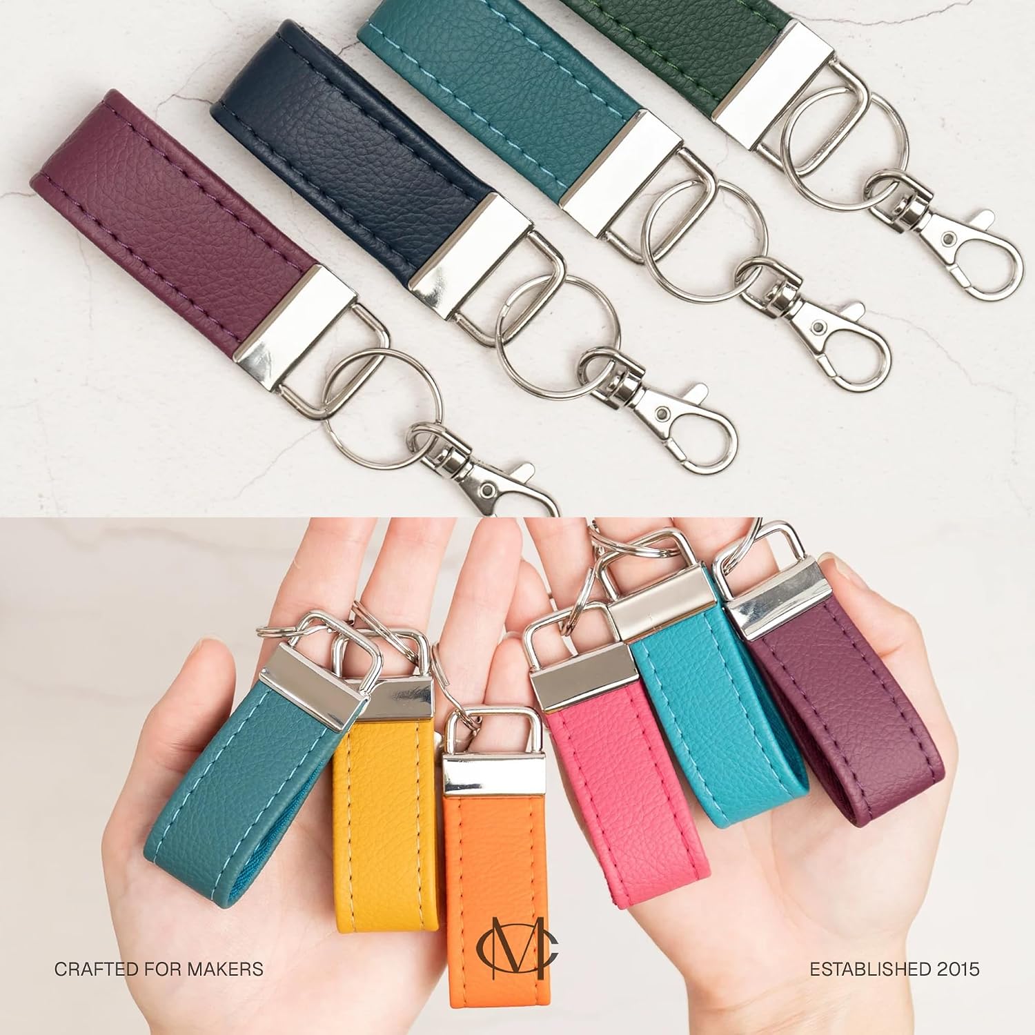 CRAFTMEMORE Key Fob Hardware Set with Running Pliers, 1 Inch, 40 Pieces in 5 Finishes for Keychain, Wristlet, Lanyard Making