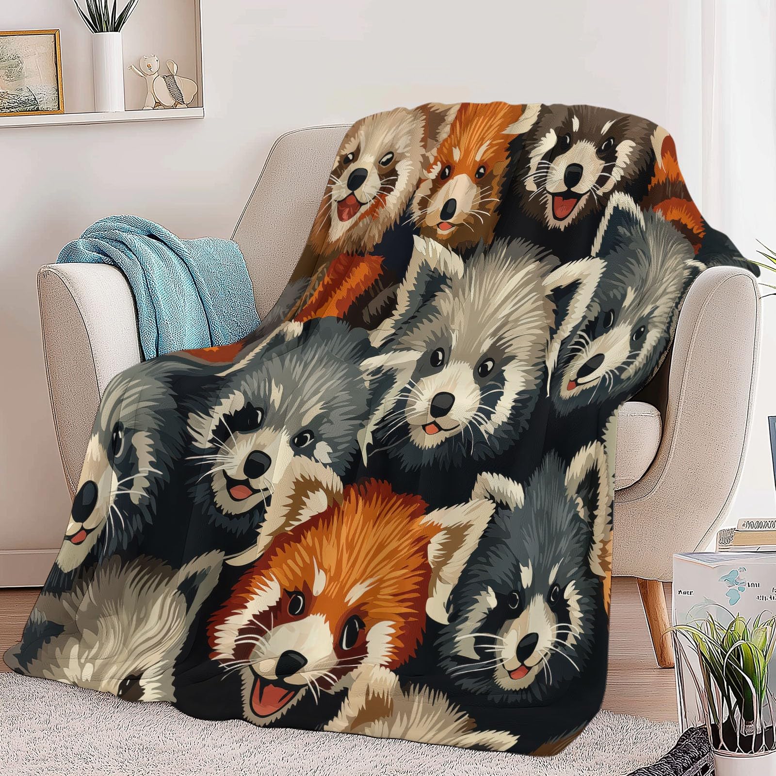 Couverture Plaid Polaire Panda Roux Animal De Dessin Animé 180x200 cm Plaid Douillette Confortable pour Canapé et Lit 2 Personnes, Couverture d'hiver pour bébé Enfant Chaude et Douce
