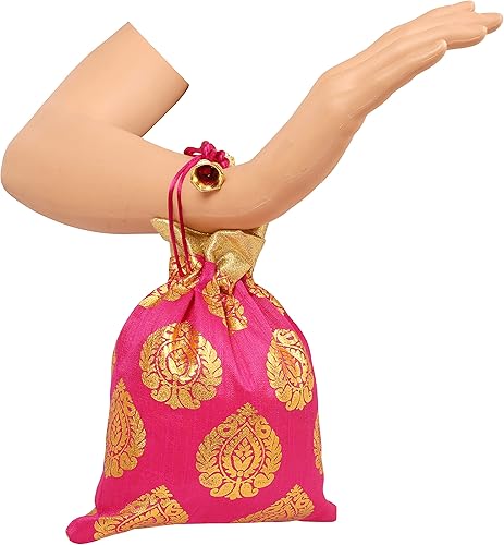Miniatura 5 de Touchstone Hermosas bolsas tradicionales indias grandes con cordón Potli para regalo, boda, joyería, embalaje de novia, recuerdos de fiesta, varios