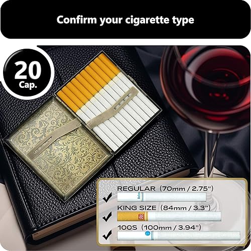 Miniatura 2 de roygra Estuche para cigarrillos, interruptor de resorte de 20 capacidades, para hombres y mujeres, accesorios para fumar cigarrillos para humo, caja