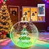 24 Inch Light Up Inflatable Christmas Baubles Decorations Outdoor,PVC Giant Inflatable Christmas Tree Balls with 16 Colors RGB LED Light,Xmas Blow Up Ball Ornaments for Garden Yard Front Porch Lawn